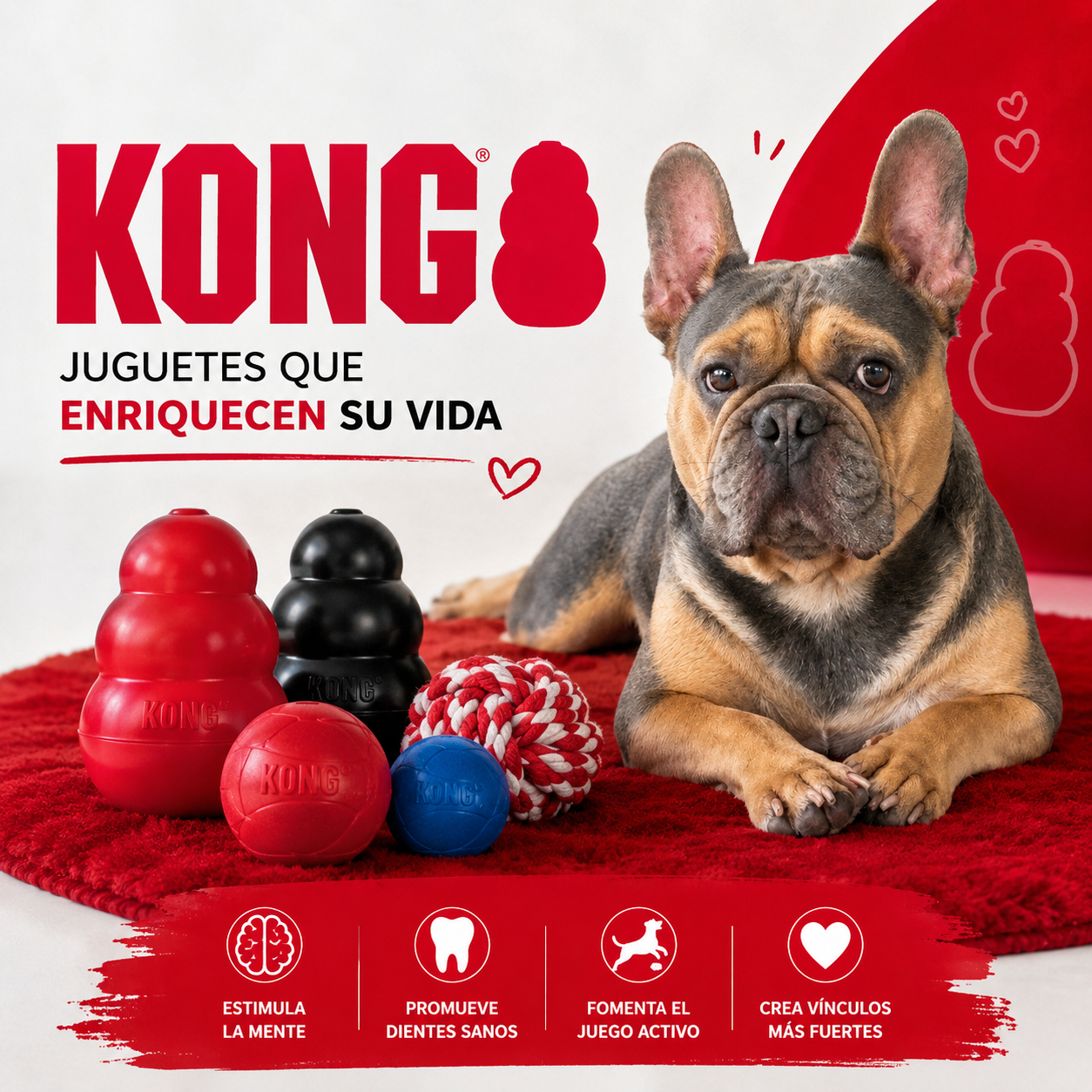 Juguetes KONG para perros, juguetes resistentes y divertidos que enriquecen su vida.