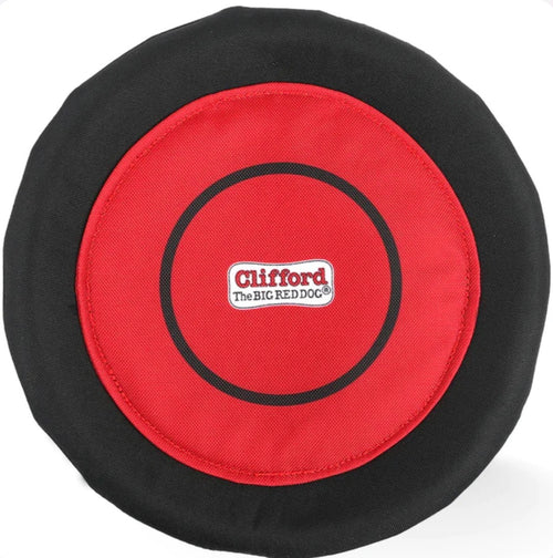 Clifford: Flying Glider Durable Dog Toy 10.5” vista superior del disco volador en color rojo y negro.